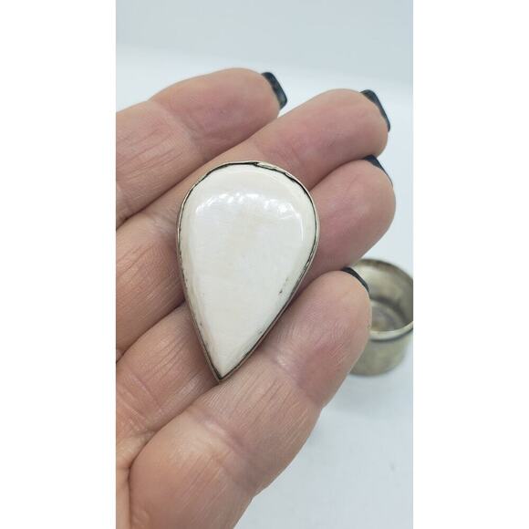 Vintage Silver Trinket Jewelry Pill Stash Box Set Shell Inlay Geometric 3 pcs - Picture 7 of 10